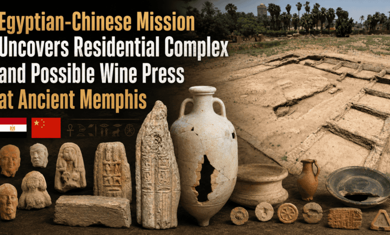 Egyptian-Chinese Mission Uncovers Residential Complex and Possible Wine Press at Ancient Memphis