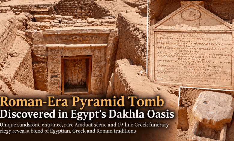 Roman Pyramid Tomb with Rare Amduat Scene Discovered in Egypt’s Dakhla Oasis