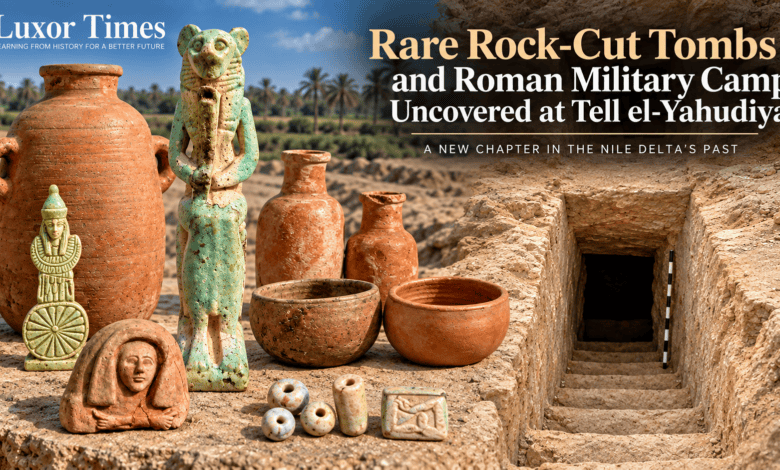Rare Rock-Cut Tombs and Roman Camp Uncovered at Tell el-Yahudiya in Egypt's Nile Delta